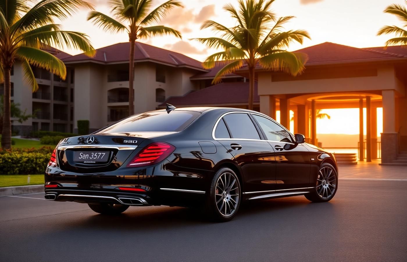 S580 rear three-quarter at Hawaiian resort